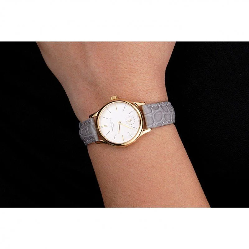 Calatrava Dial White 28 mm, Yellow Gold Plated