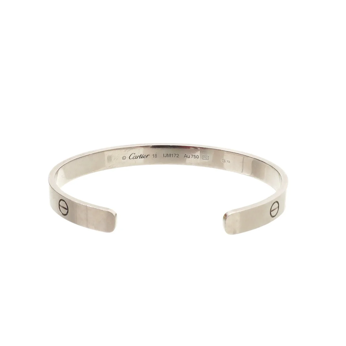 Cartier 18K White Gold Love Open Cuff Bracelet