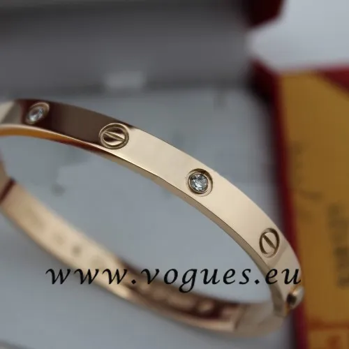 Cartier Couple Bracelet Pink Gold 4 Diamonds B6041005 (New Version – Prevent Screws Fall Out)