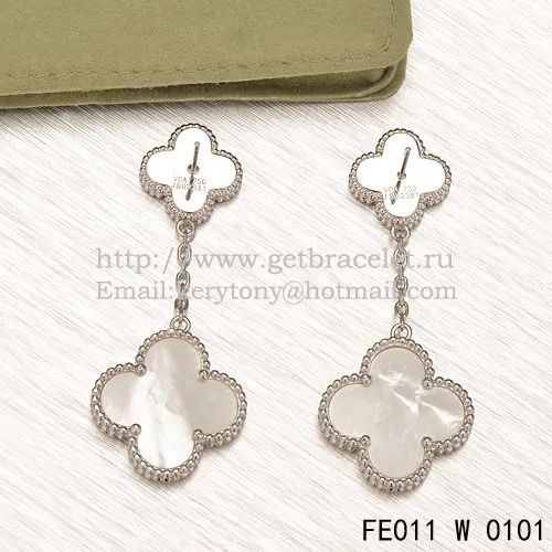 Van Cleef & Arpels Magic Alhambra Earrings White Gold With White Mother Of Pearl