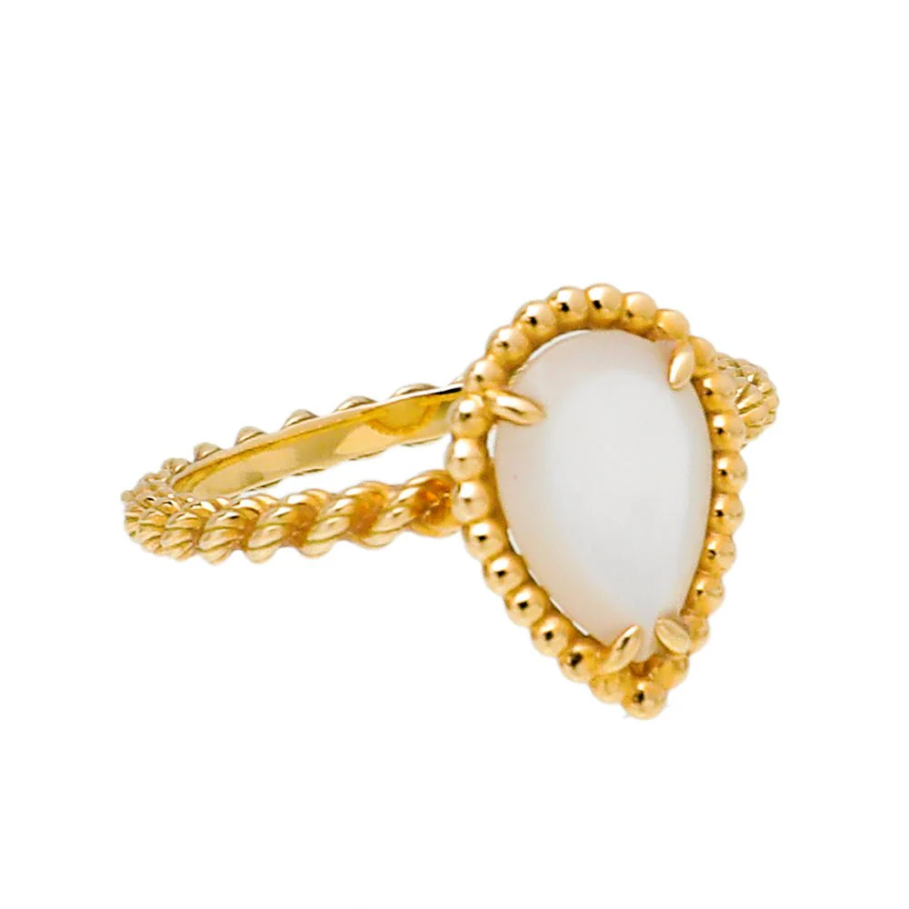 Boucheron 18K Yellow Gold Serpent Boheme MOP Small Model Ring 52