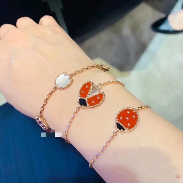 Ladybug Bracelet, Two Style, Perfect Van Cleef Dupe, Rose Gold