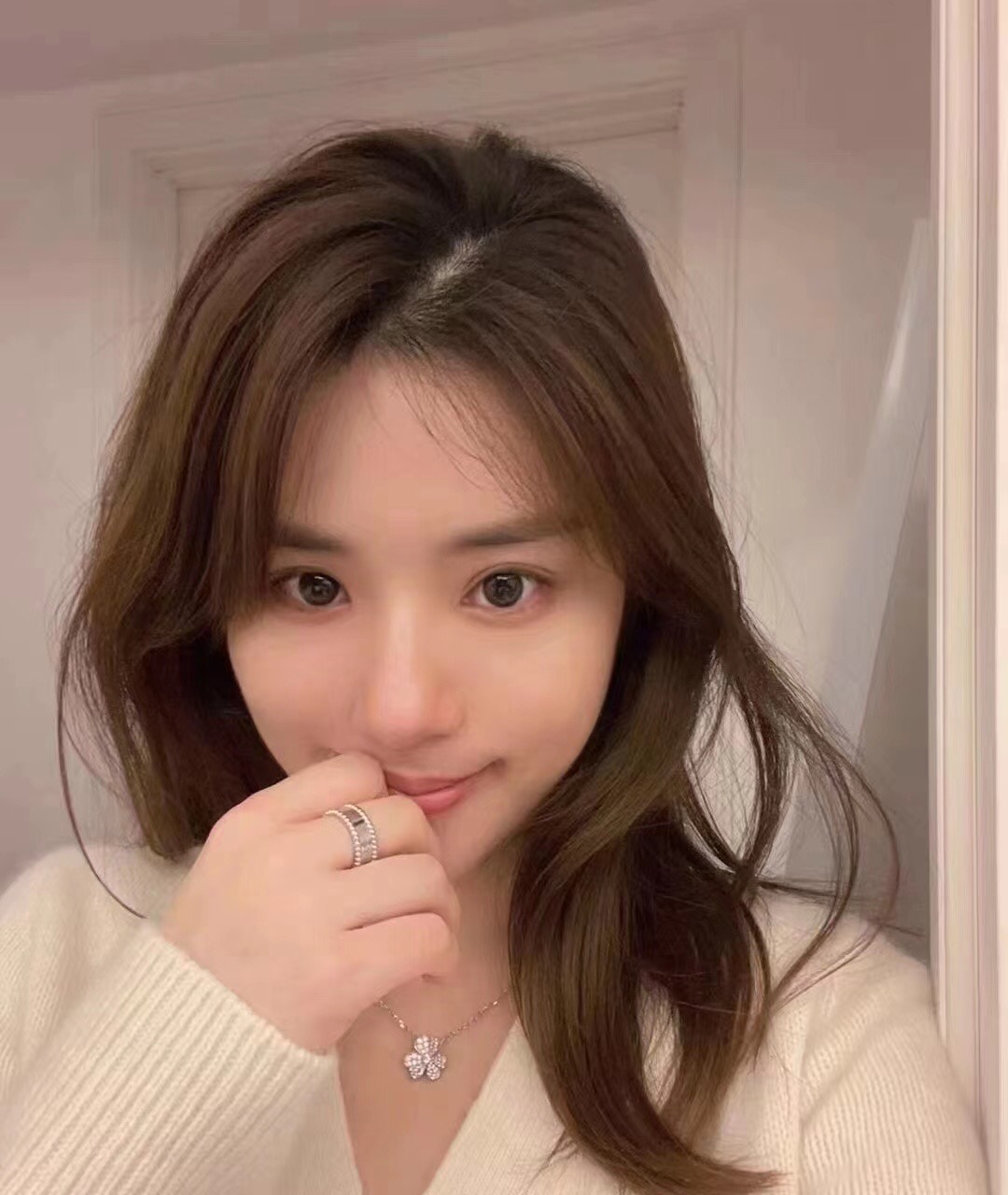 Van Cleef & Arpels Diamond Clover Necklace, Frivole pendant