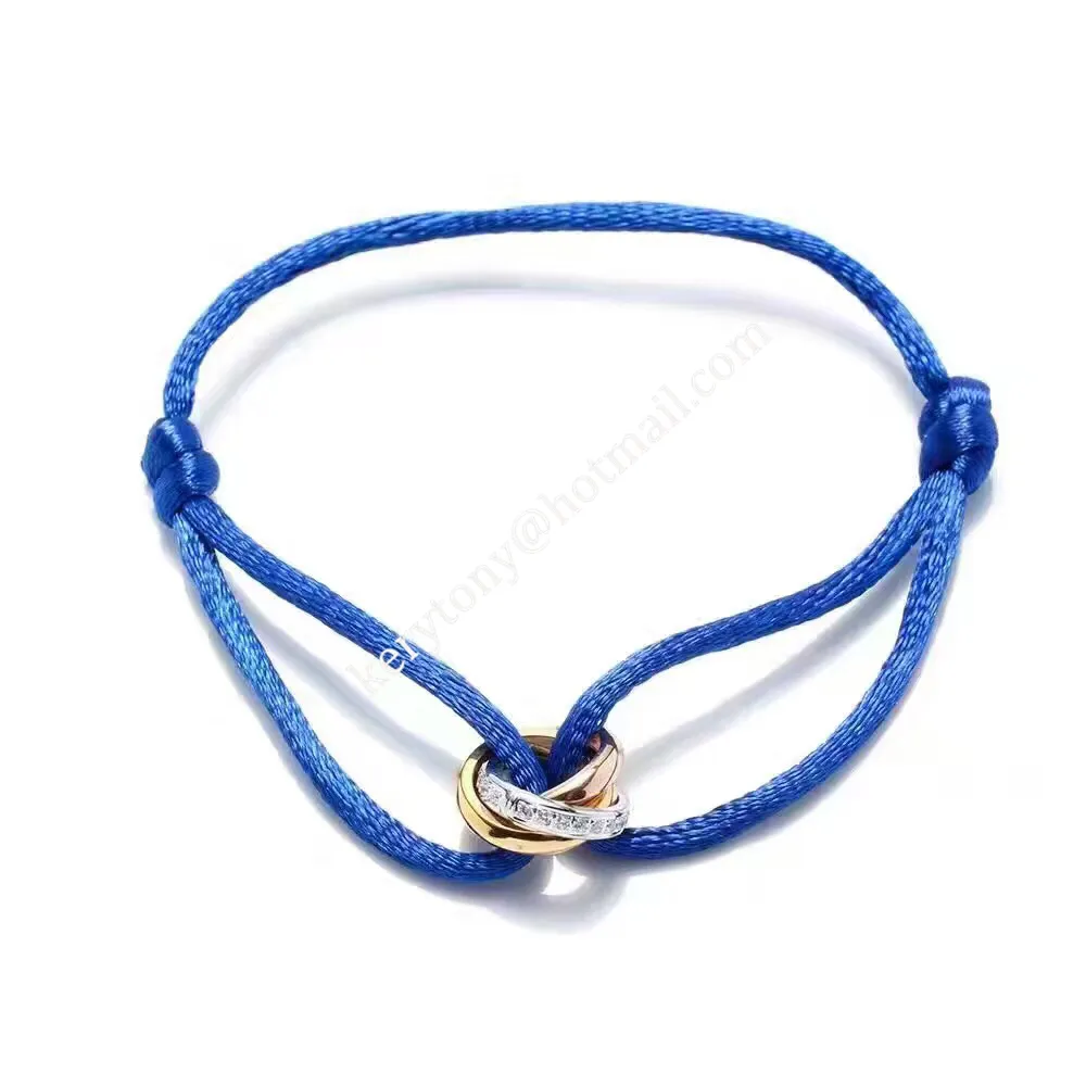 Most Luxury Cartier Trinity Rope Bracelet White Gold/Yellow God/Rose Gold With Diamonds Low Price
