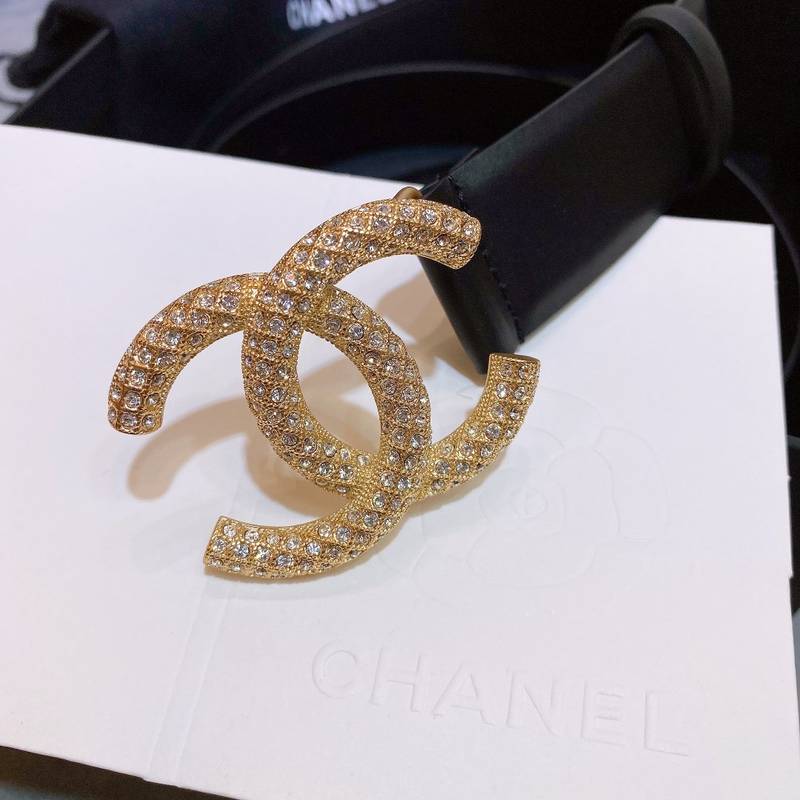 Chanel Belt With Beaded Buckle Black Gold-Toned Metal and Strass Women Belt 30MM