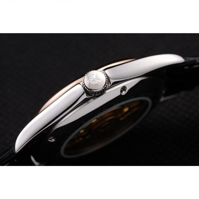 Geneve Calatrava Crystal Studded Dial Black 38 mm, Stainless Steel