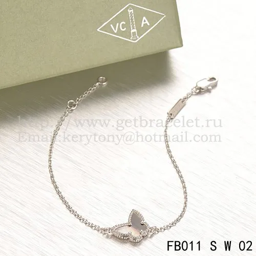 Van Cleef & Arpels Sweet Alhambra Butterfly Bracelet White Gold With Gray Mother Of Pearl