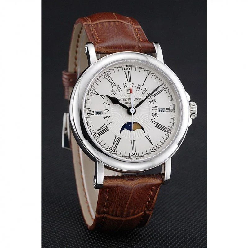 Perpetual Calendar Dial White 40 mm, Stainless Steel