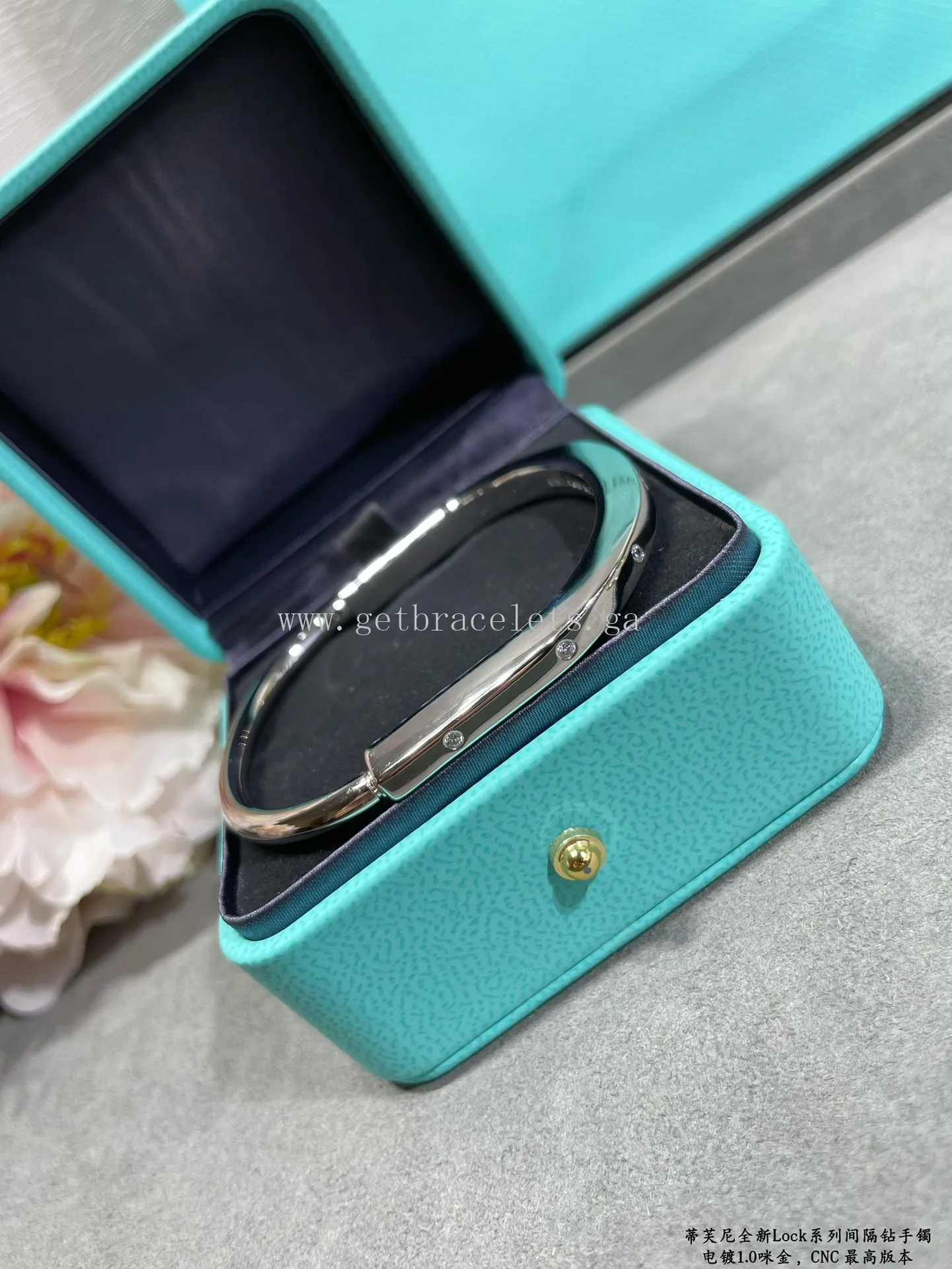 Tiffany Lock Bangle in White Gold/Rose Gold/Yellow Gold with Diamond Accents