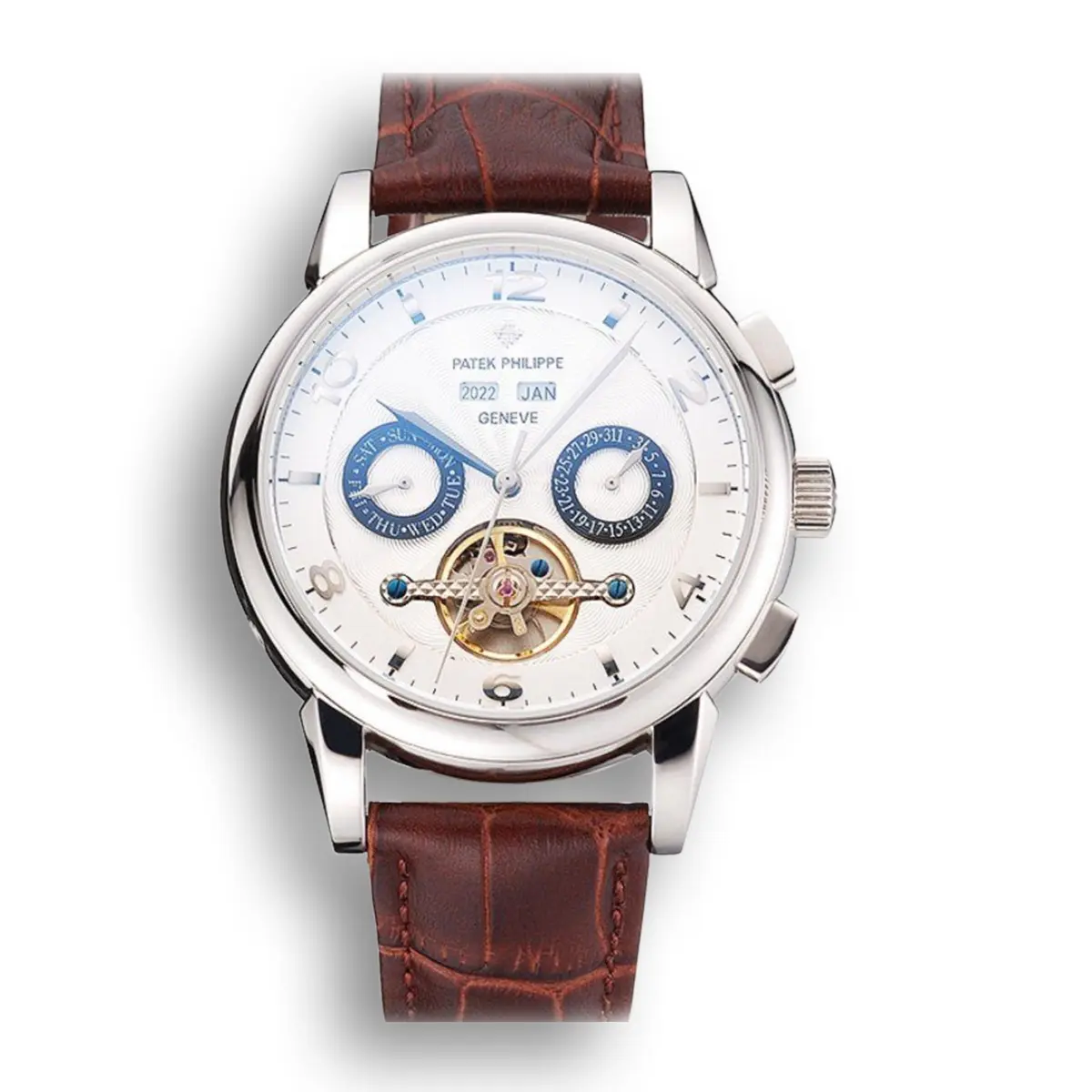 Perpetual Calendar Tourbillon Dial White 44 mm, Stainless Steel