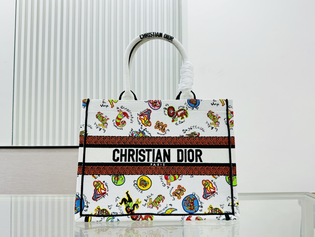 Dior Book Tote Embroider Medium Shoulder Bag Handbag
