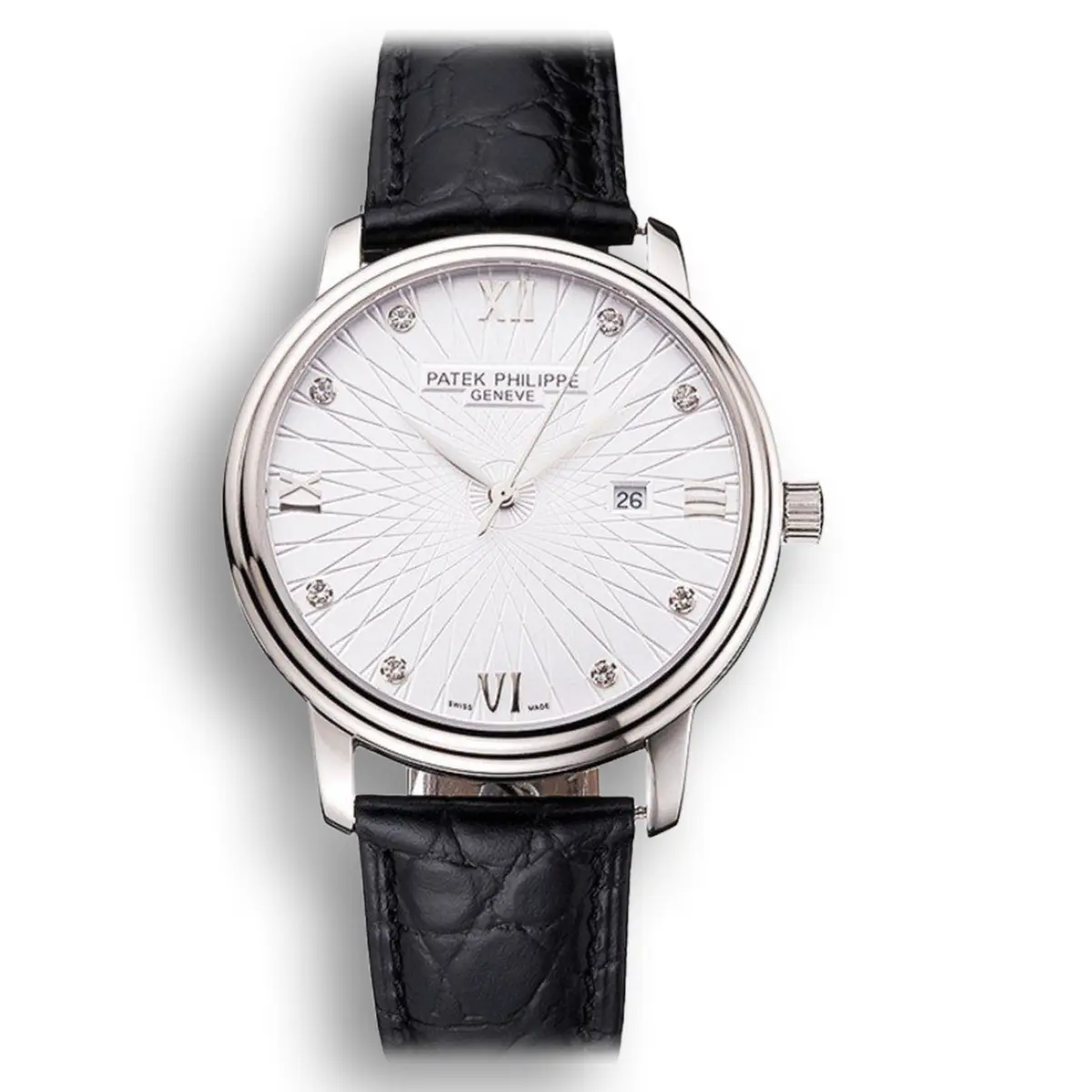 Calatrava Date Dial White 41 mm, Stainless Steel