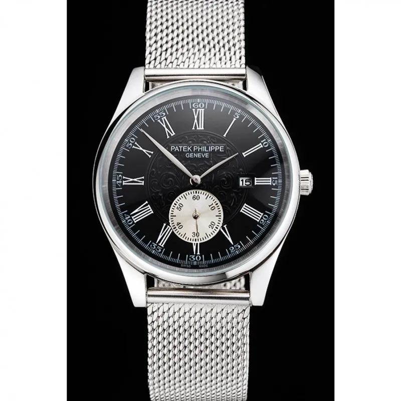 Calatrava Small Seconds Dial Black 40 mm, Stainless Steel