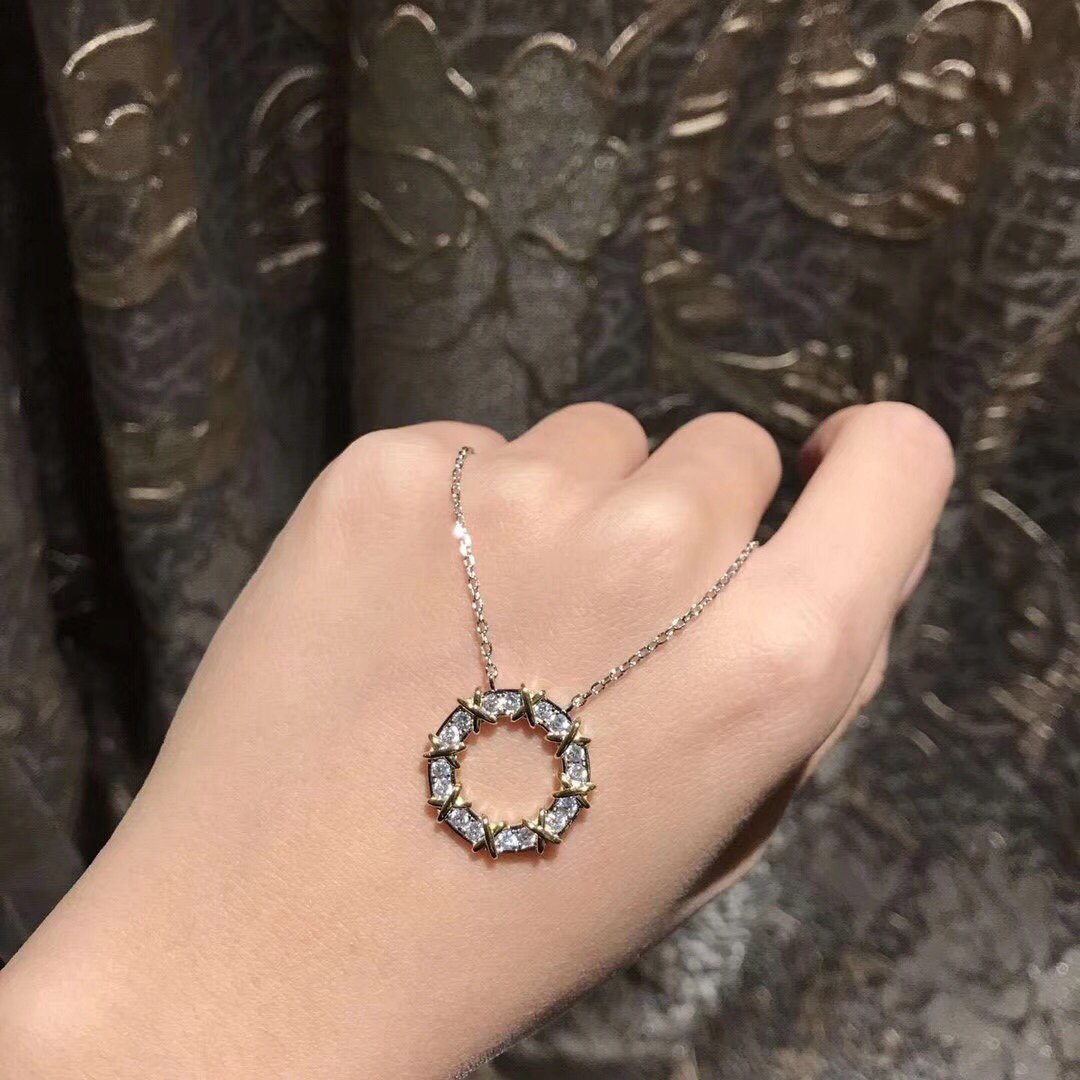 Fake Tiffany Schlumberger Sixteen Diamonds Circle Pendant