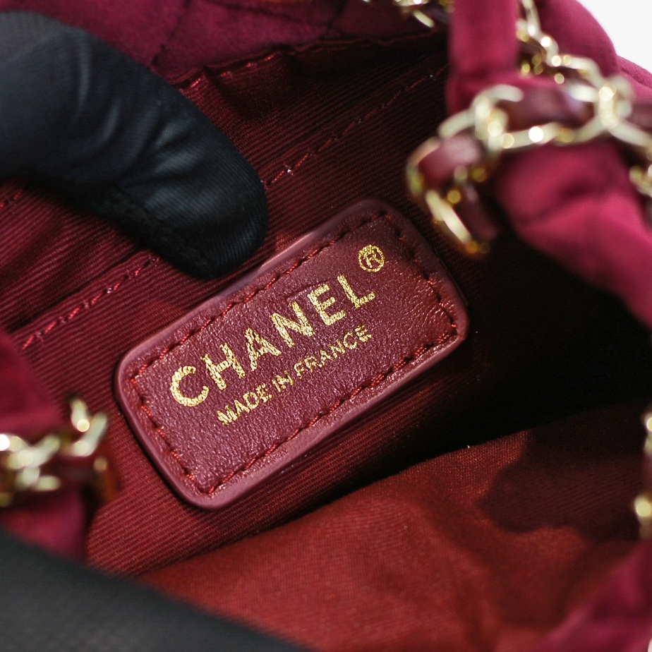 Chanel Bucket Bag Velvet Rhinestones Shoulder Bag Handbag