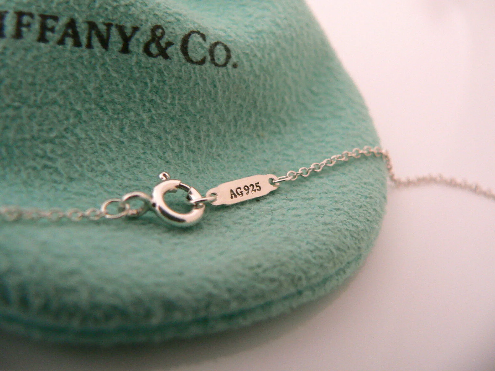 Tiffany & Co Silver Black Jade Gemstone Oval Key Necklace Pendant Chain Gift