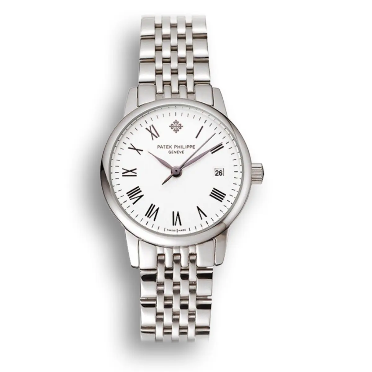 Calatrava Dial White 28 mm, Stainless Steel