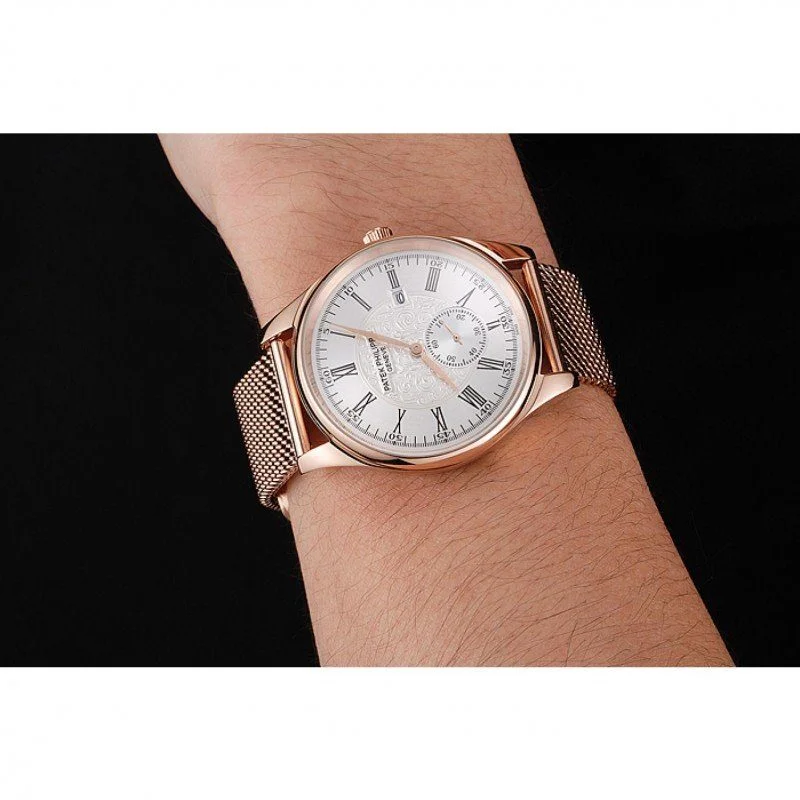 Calatrava Small Seconds Dial White 40 mm, Rose Gold Plated