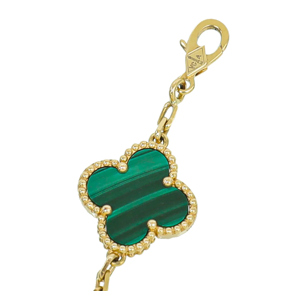 Van Cleef & Arpels 18K Yellow Gold 5 Motifs Malachite Vintage Alhambra Bracelet