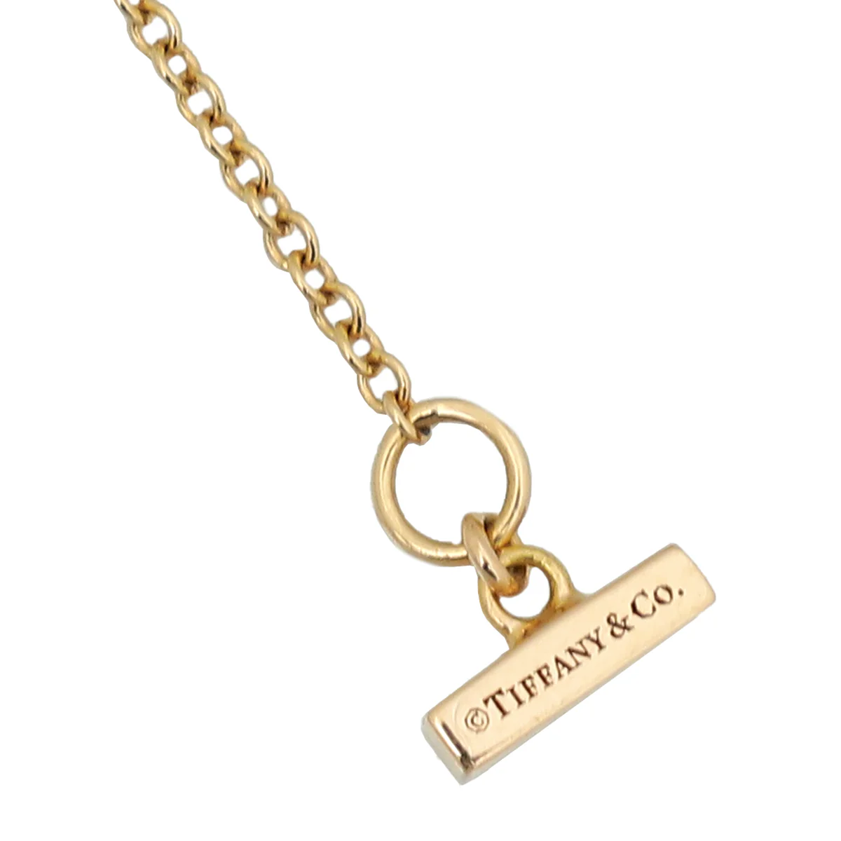 Tiffany & Co 18K Pink Gold Diamond Onyx Small Motif T Circle Pendant Necklace