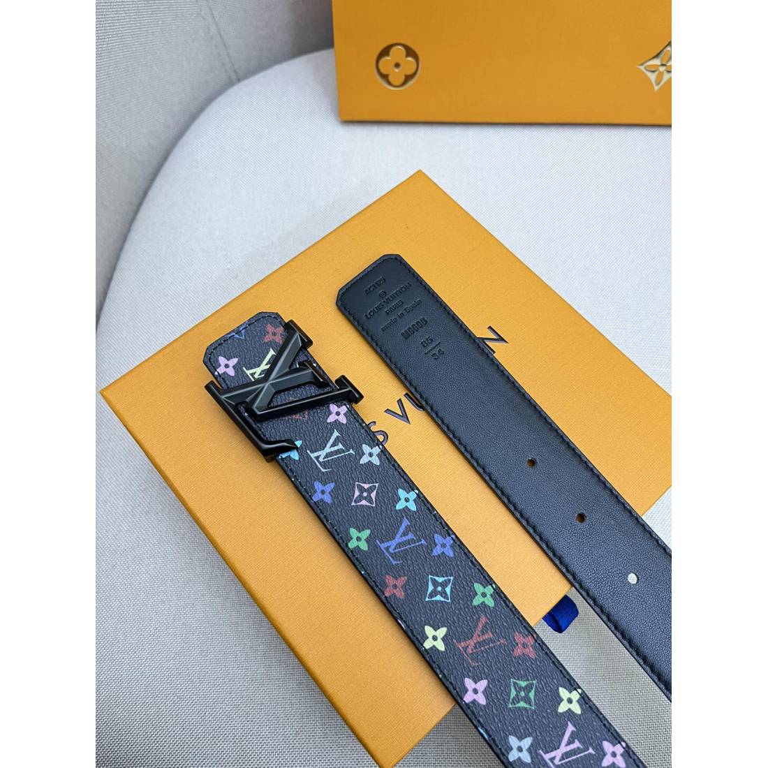 Lv Top Layer Cowhide 24k Pure Steel Buckle Men's Belts