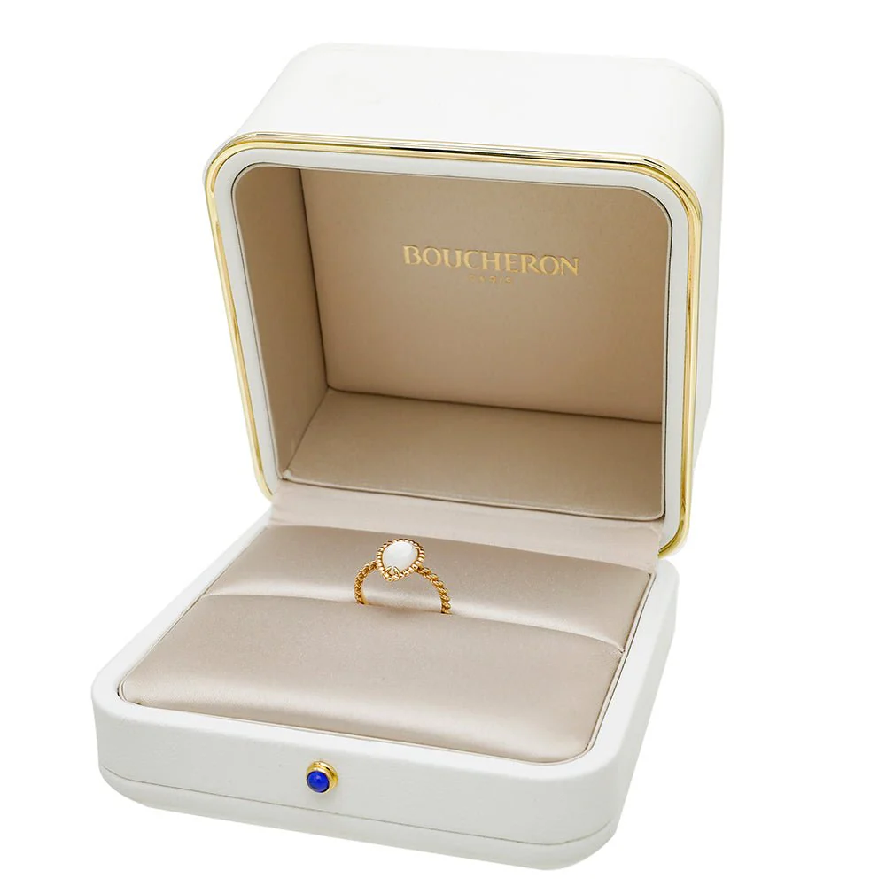 Boucheron 18K Yellow Gold Serpent Boheme MOP Small Model Ring 52