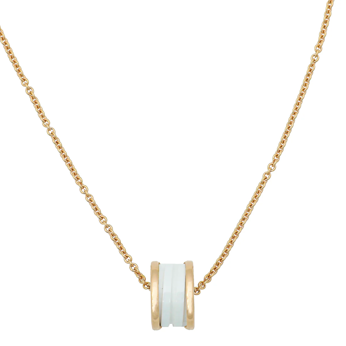 Bvlgari 18K Pink Gold Ceramic B. Zero 1 Pendant Necklace