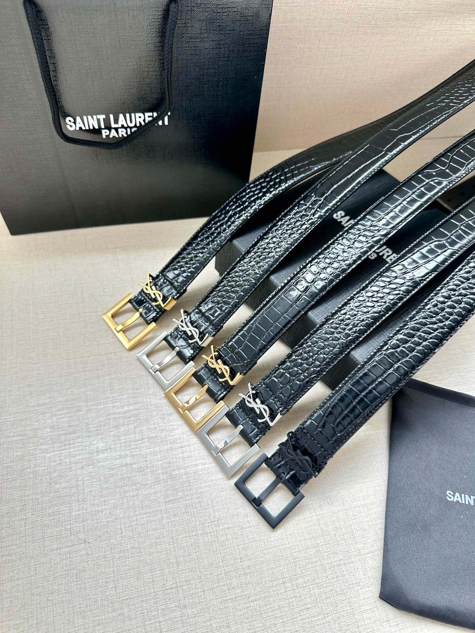 YSL Saint Laurent Leather Belts 1:1 Mirror Version