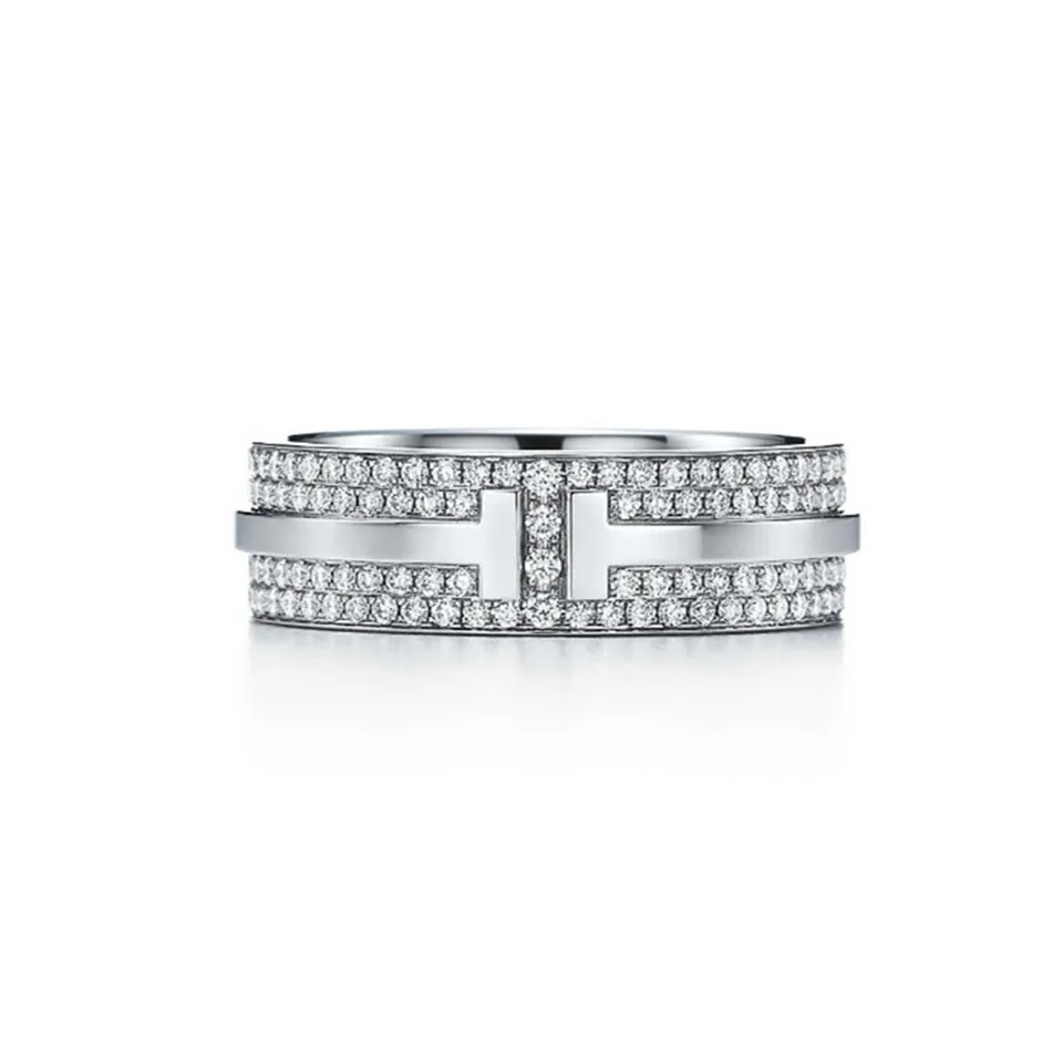 Tiffany T Two Diamonds Ring In Sterling Silver High-quality GRP09011/GRP09012/GRP09010