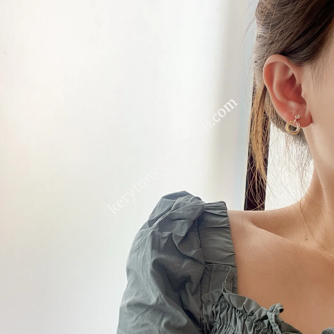 Popular Party Style Cartier Trinity Earrings White Gold/Yellow God/Rose Gold with Diamonds B8043200 For Sale