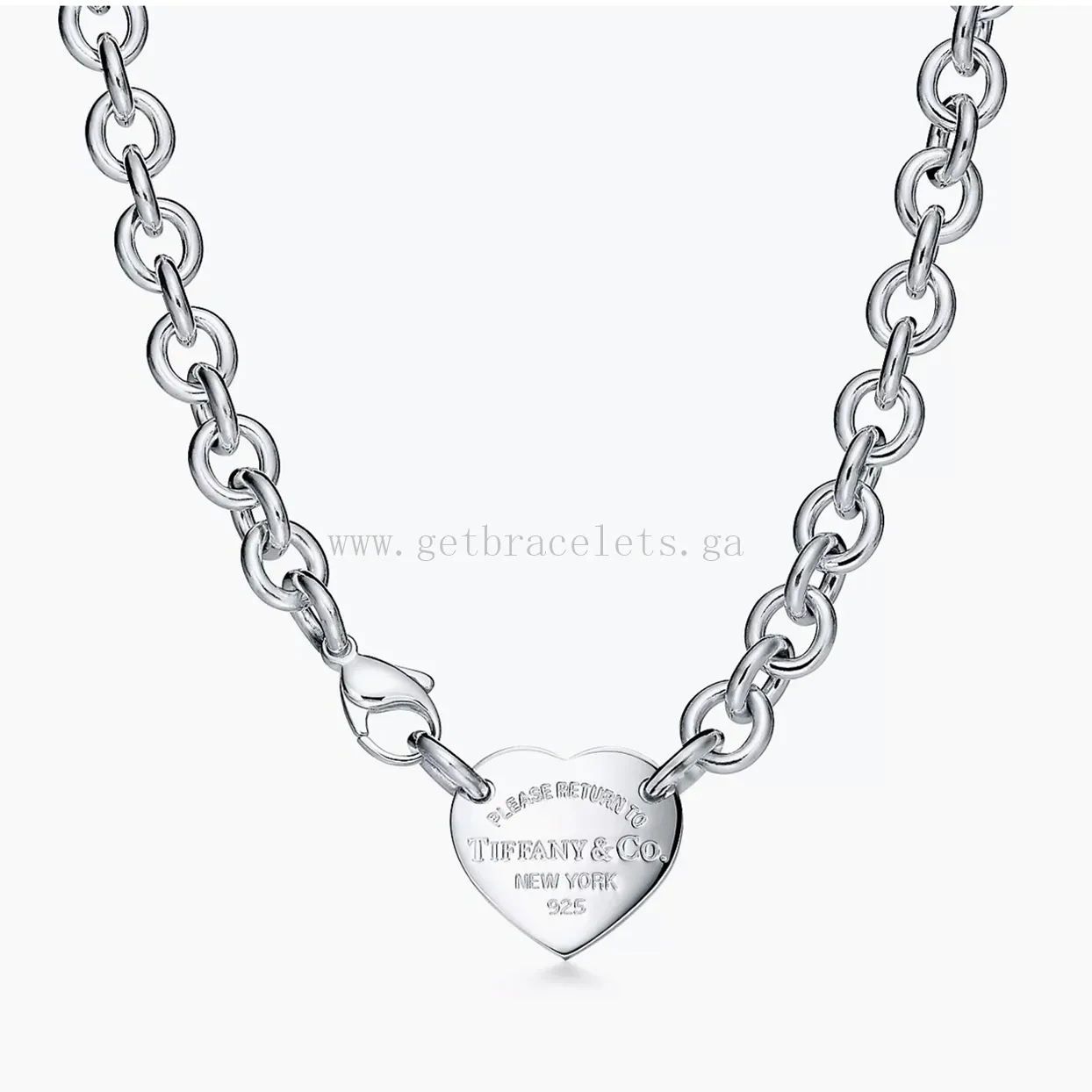 Return to Tiffany Heart Tag Chain Link Choker in Silver