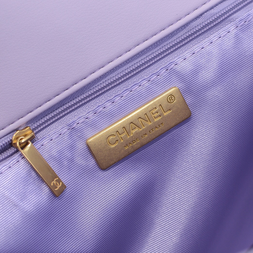 Chanel Lambskin Quilted Large19 Flap Shoulder Bag Handbag