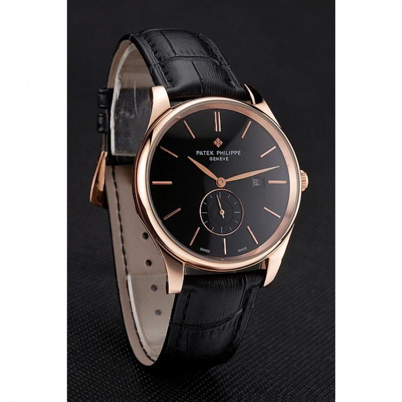 Calatrava Date Dial Black 40 mm, Rose Gold Plated