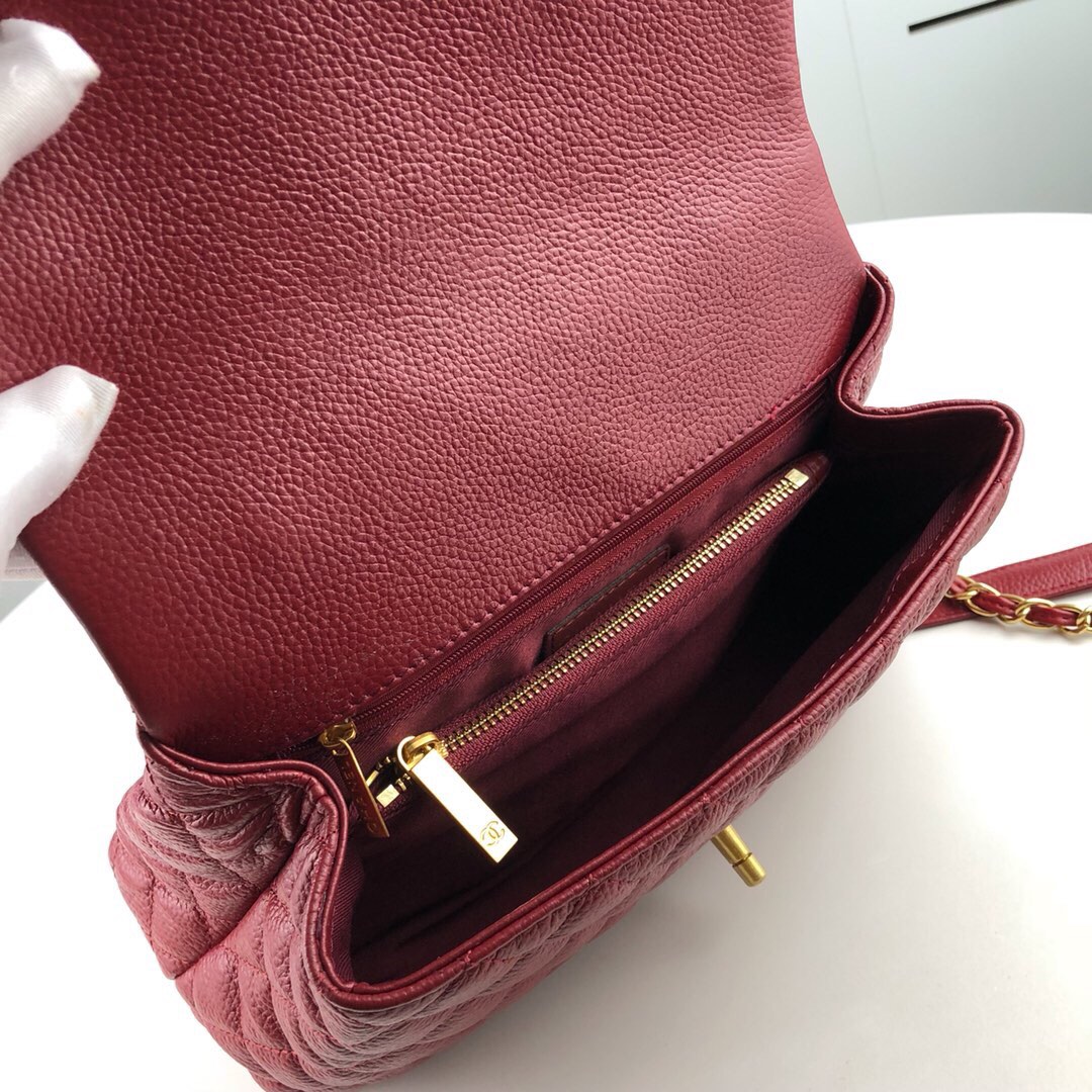 Chanel Red Large Shoulder Bag Handbag