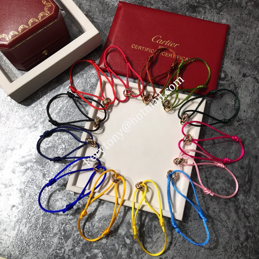 Fake Cartier Trinity Rope Bracelet White Gold/Yellow God/Rose Gold Celebrity Same Christmas