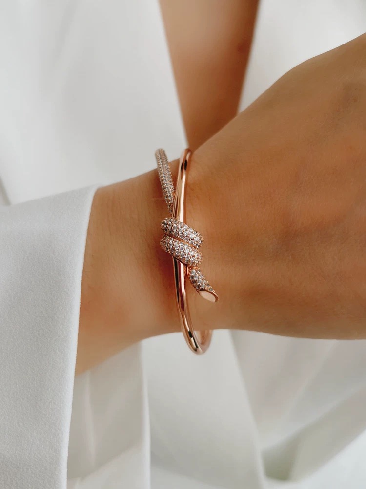 Tiffany&Co Knot Bracelet Dupe, Gold & Rose Gold, Diamonds