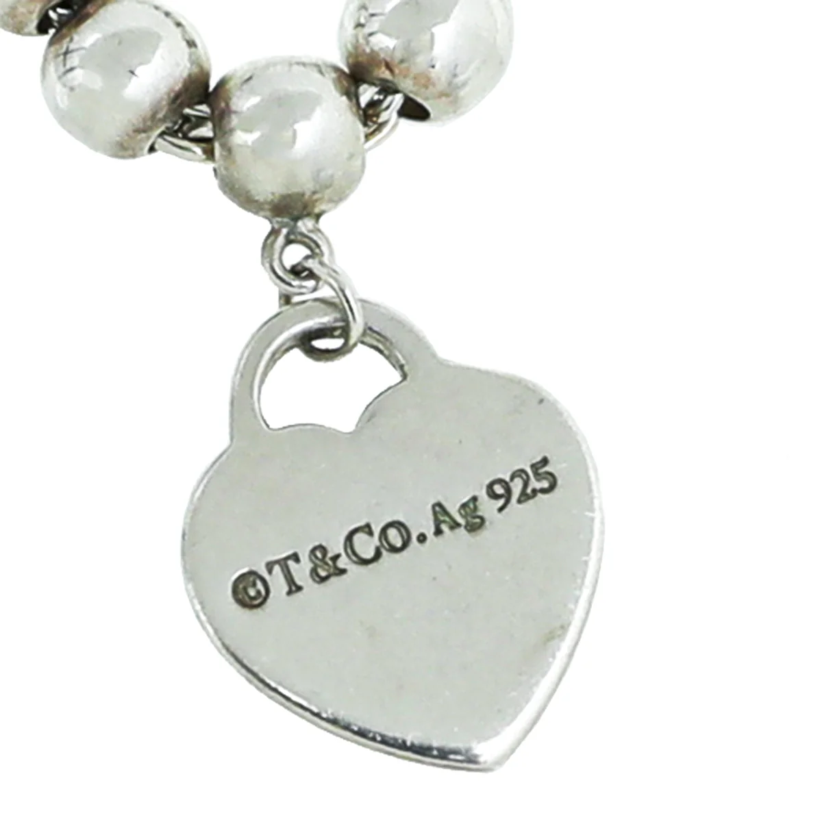 Tiffany & Co Silver Heart Tag Bead Bracelet