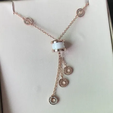 B.zero1 Tassels Necklace White Ceramic with Diamonds 3 Colors High Quality