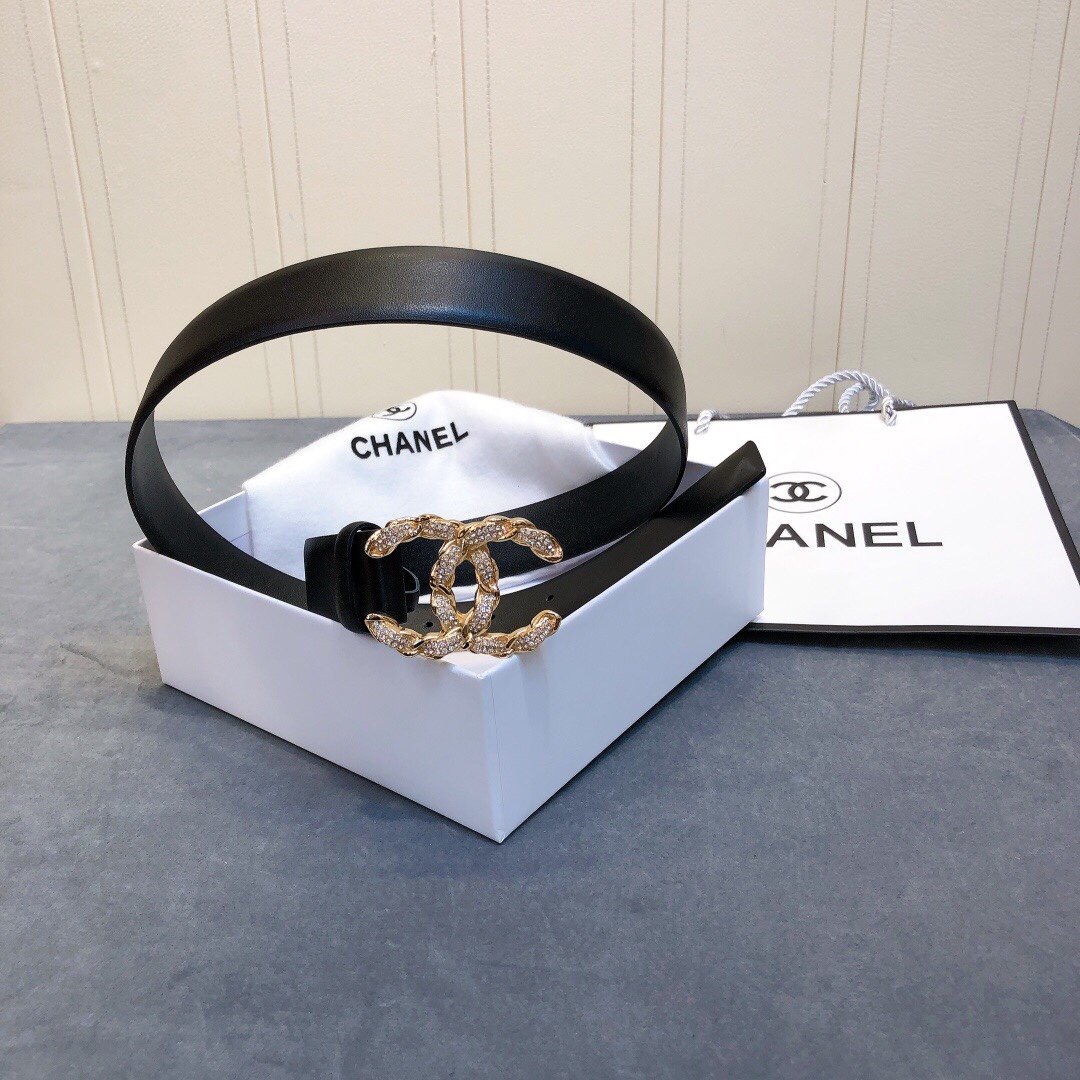 Chanel Belt With Double C Buckle Black Women Belt 30MM