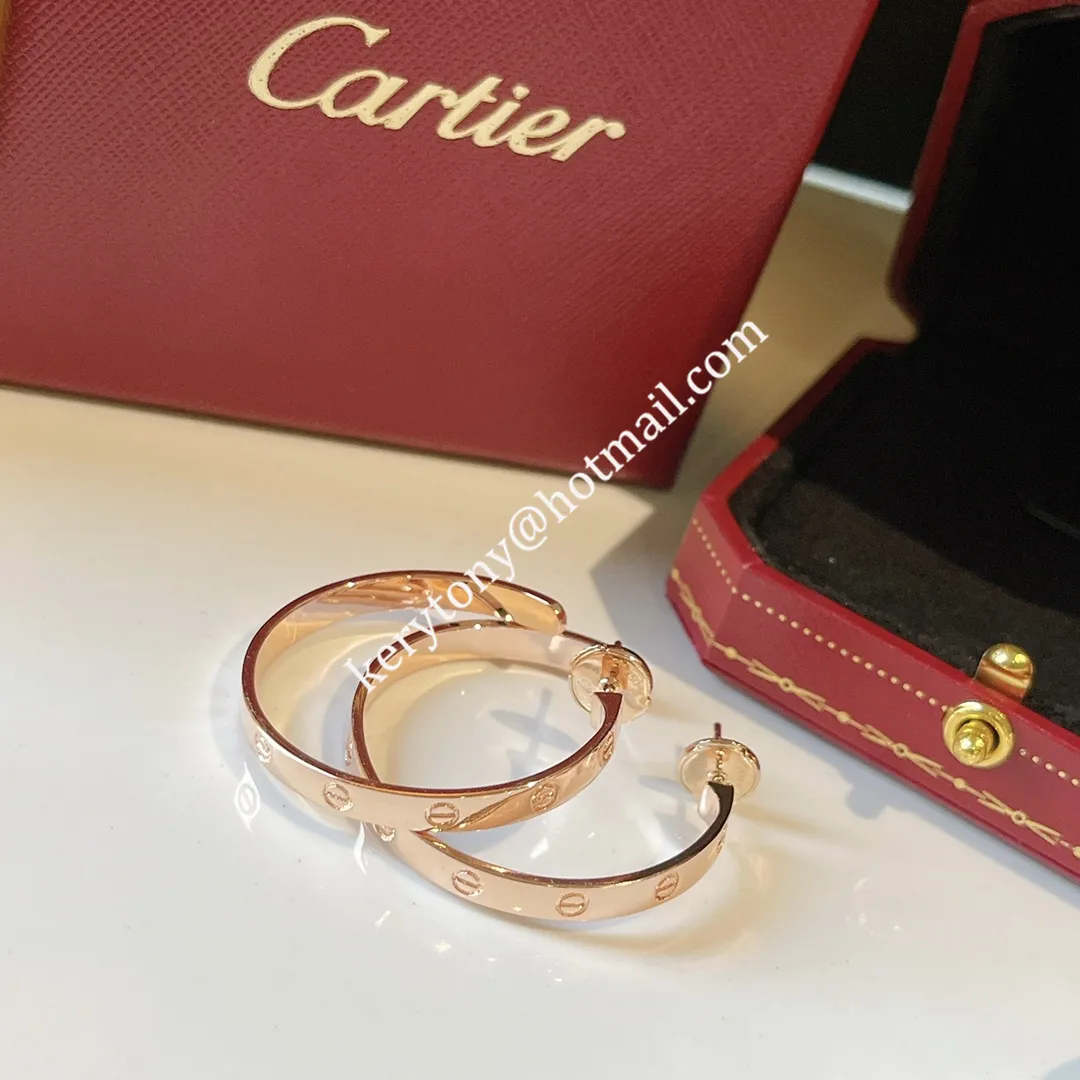 New Authentic Cartier Love Clip Large Earrings Yellow Gold/Rose Gold/White Gold B8028200 Christmas Gifts