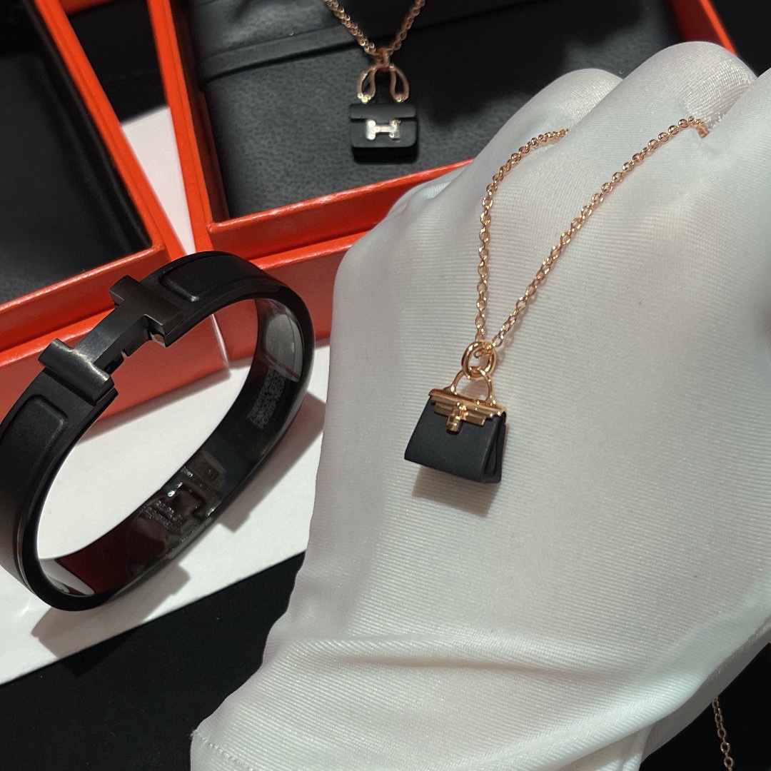 Hermes Black Bag Necklace