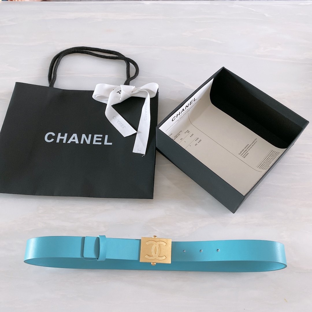 Chanel Belt With Ribbon Buckle Blue Women Belt 30MM