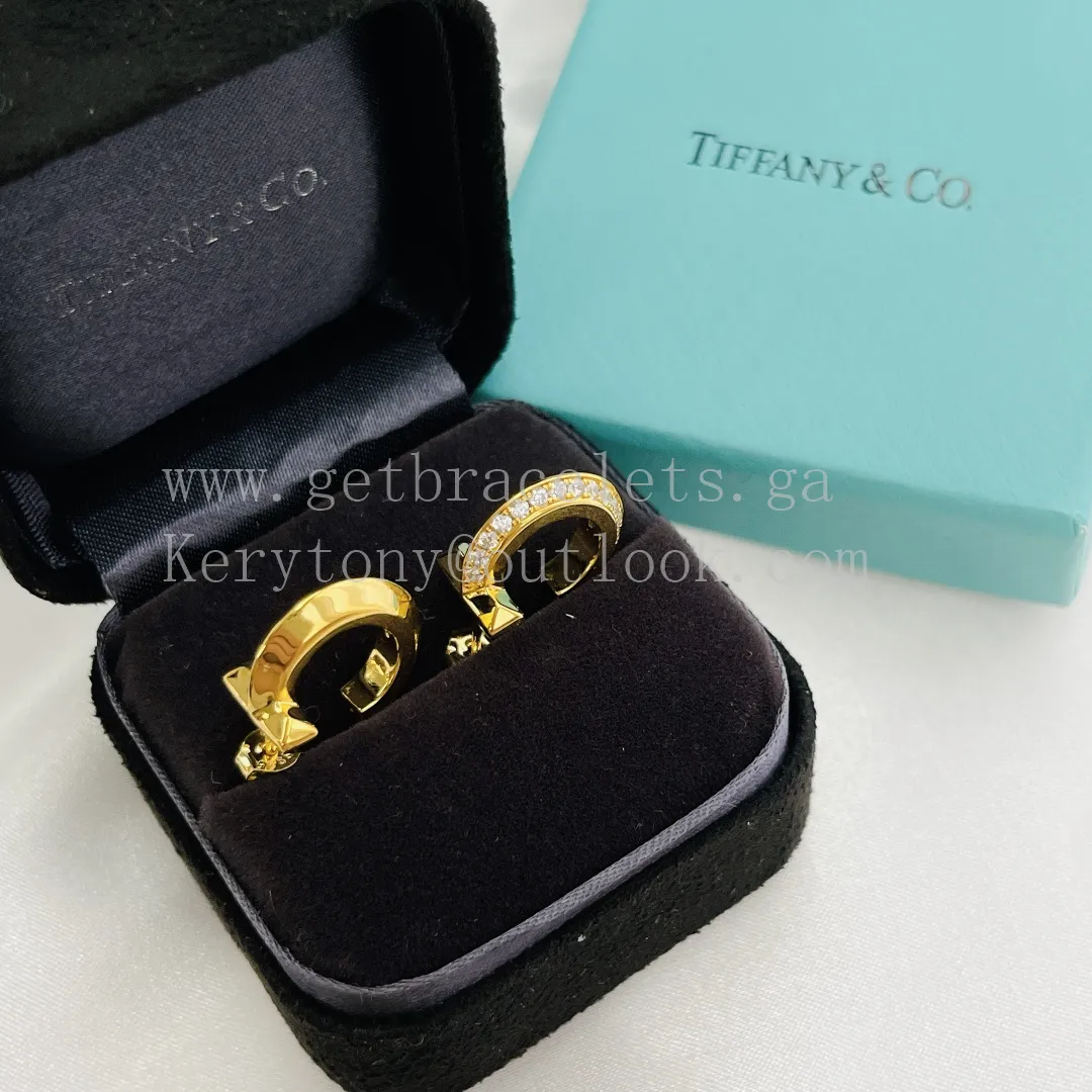 Tiffany T T1 Hoop Earrings Yellow Gold/White Gold/Pink Gold with Diamonds