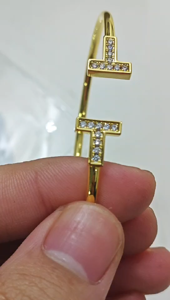 Tiffany T Diamond Wire Bracelet, Gold & White Gold & Rose Gold