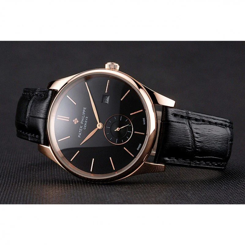 Calatrava Date Dial Black 40 mm, Rose Gold Plated