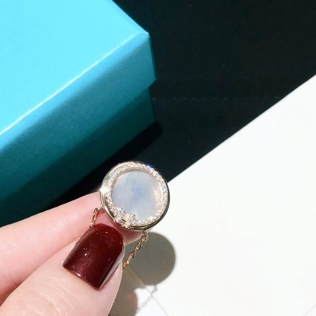 Women's Latest Style Tiffany Double T Diamonds Circle Mother-Of-Pearl Pendant Silver Necklace