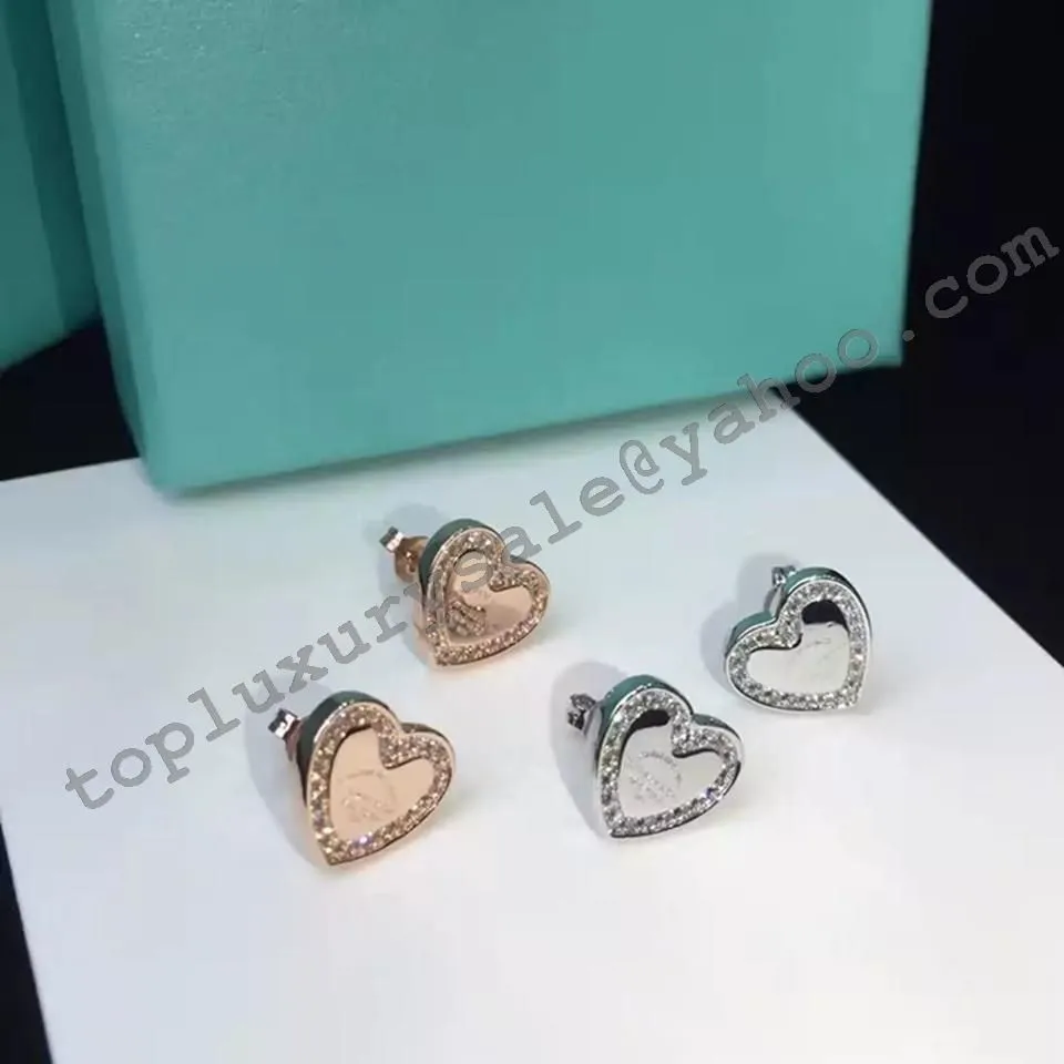 Top Tiffany Heart Earrings Sterling Silver Diamonds Fashion Style USA Wholesale Women