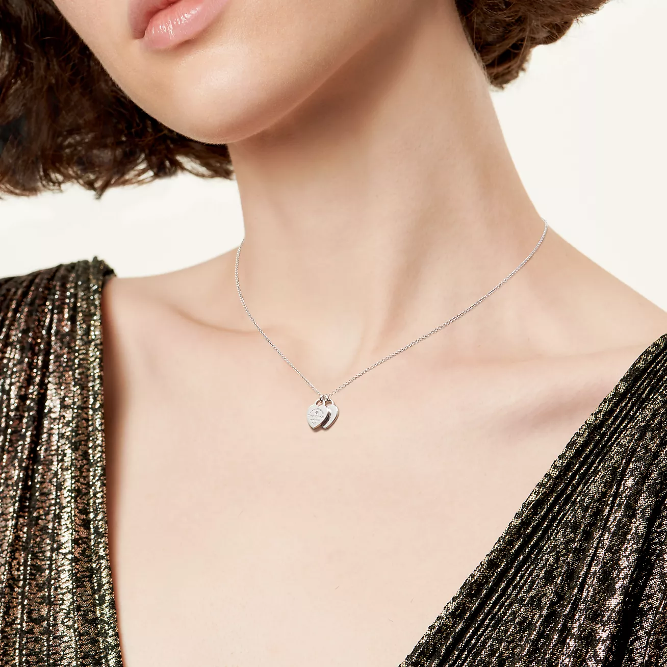 Faux Return to Tiffany Heart Tag Pendant, in Sterling Silver with a Diamond, Small Model