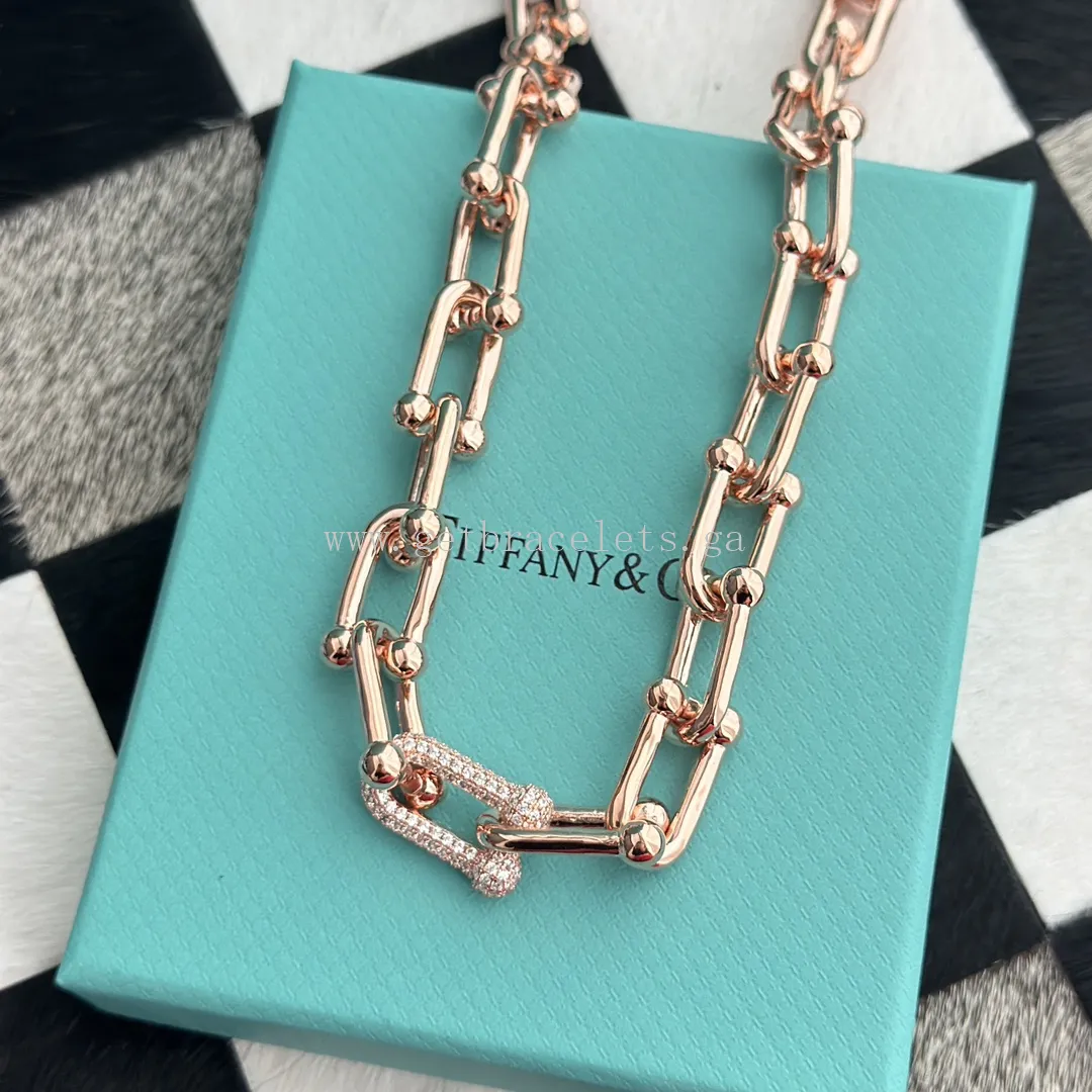 Tiffany HardWear Link Necklace With Diamonds Rose Gold/White Gold