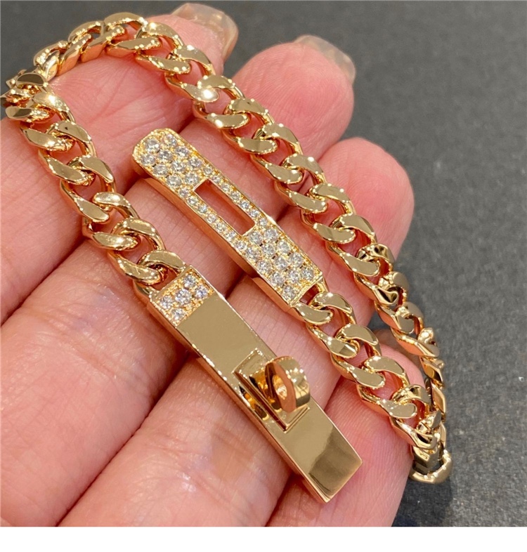 Hermes gold bracelet with diamonds